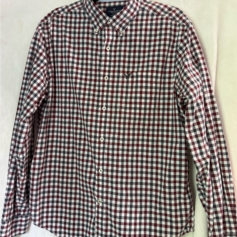 American Eagle Outfitters Red and White Checkered Shirt